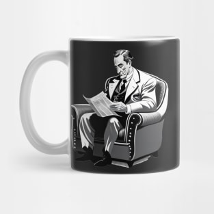 Man reading a newspaper Mug